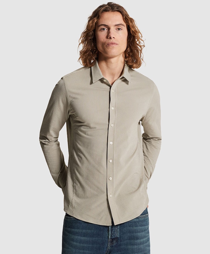 Heren overhemd lange mouw grijs