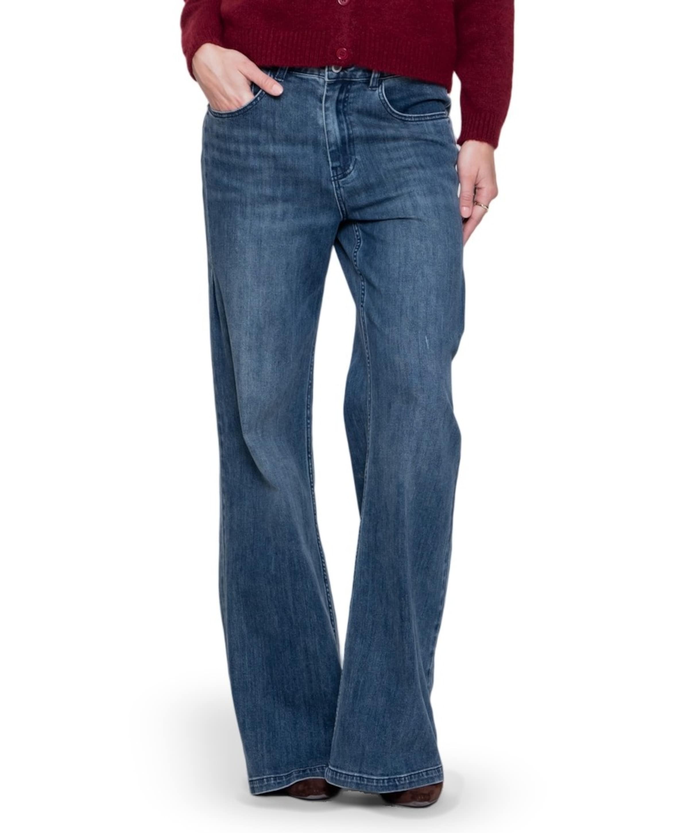 Jeans wide long plead dames jeans blauw