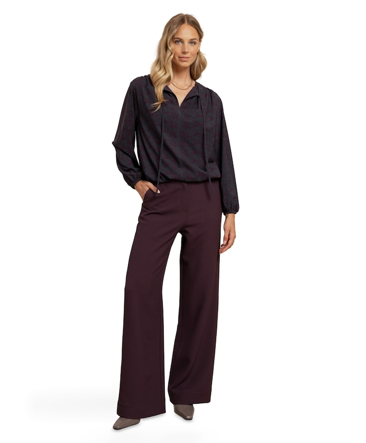 Alexie waffle dames broek bordeaux