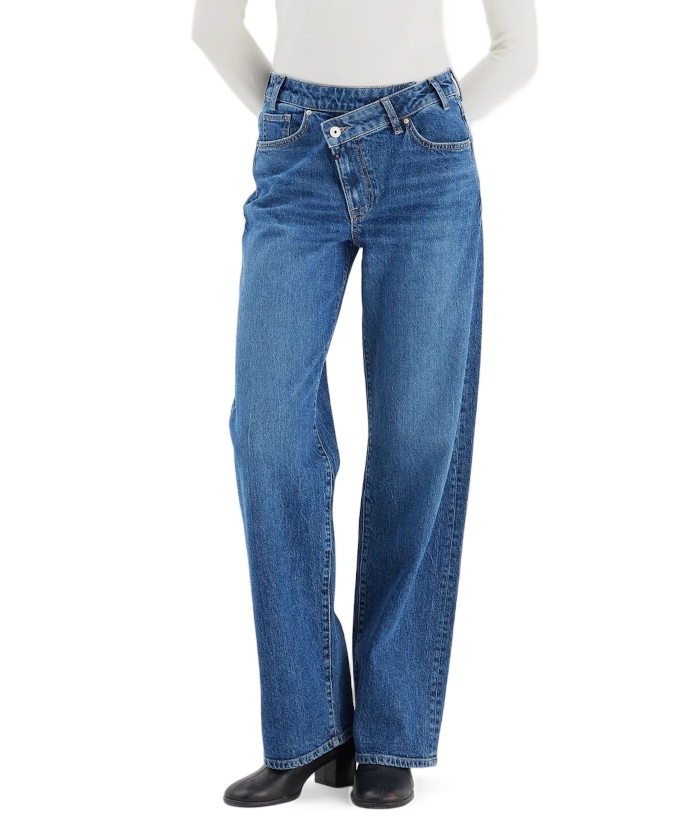 Relaxed straight dames jeans blauw