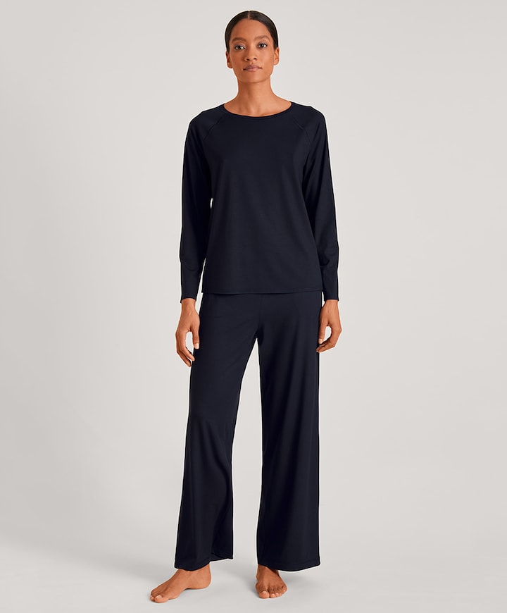 Dames pyjamatop blauw