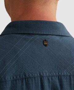 Heren overhemd korte mouw blauw