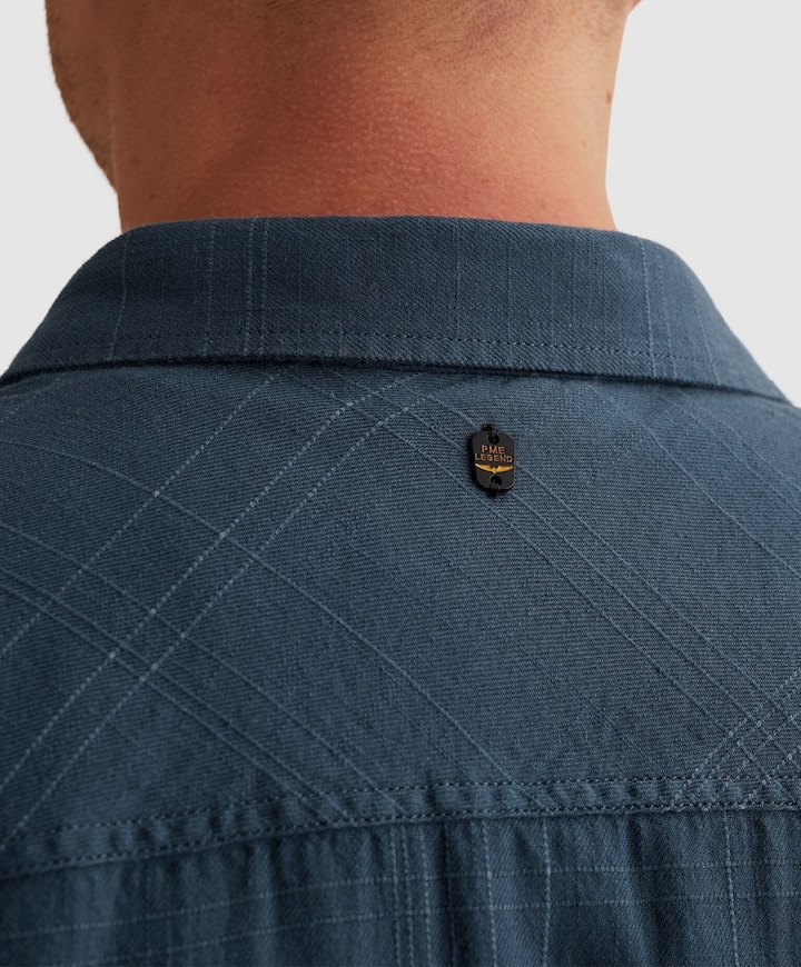 Heren overhemd korte mouw blauw