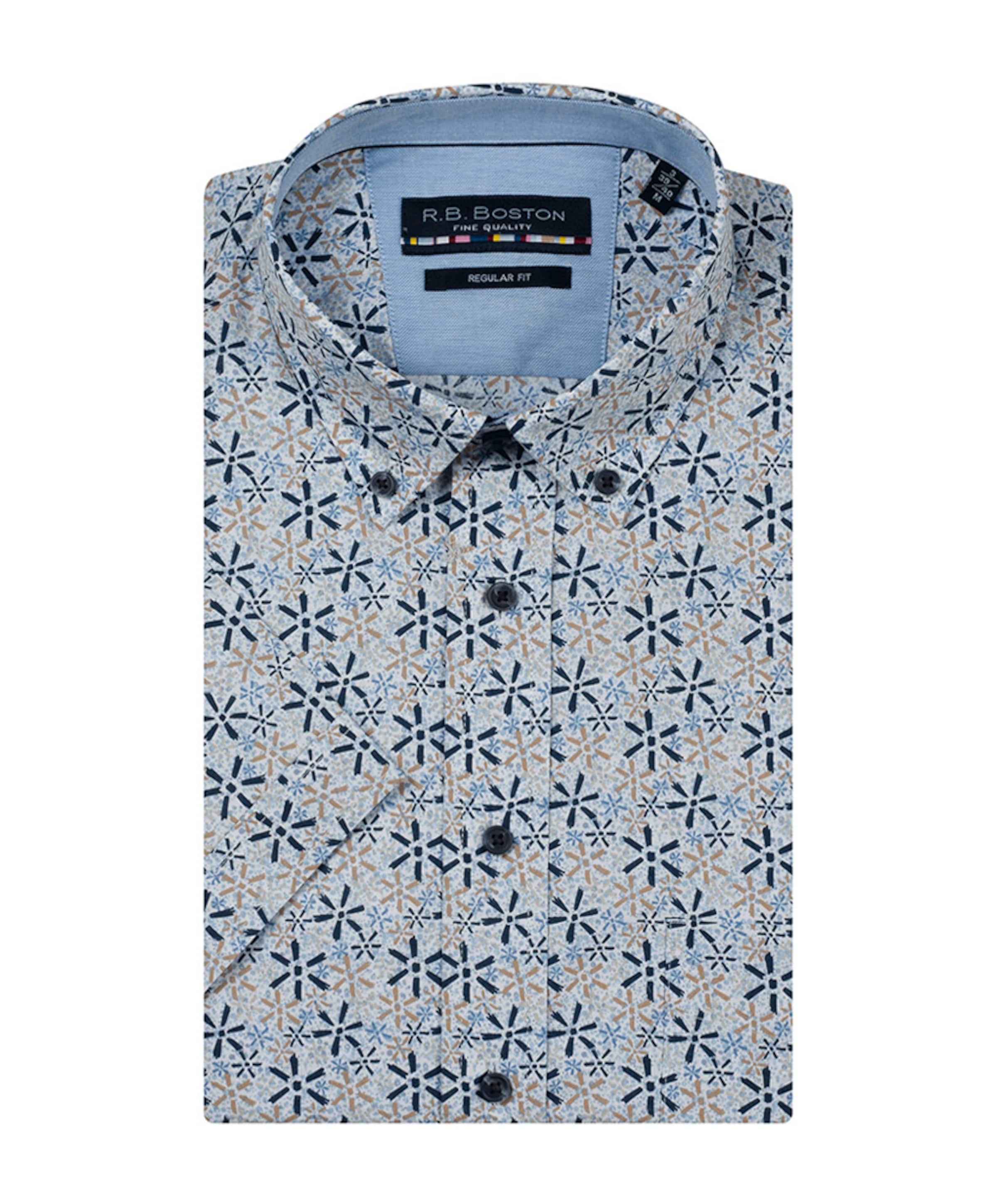 Heren overhemd korte mouw blauw