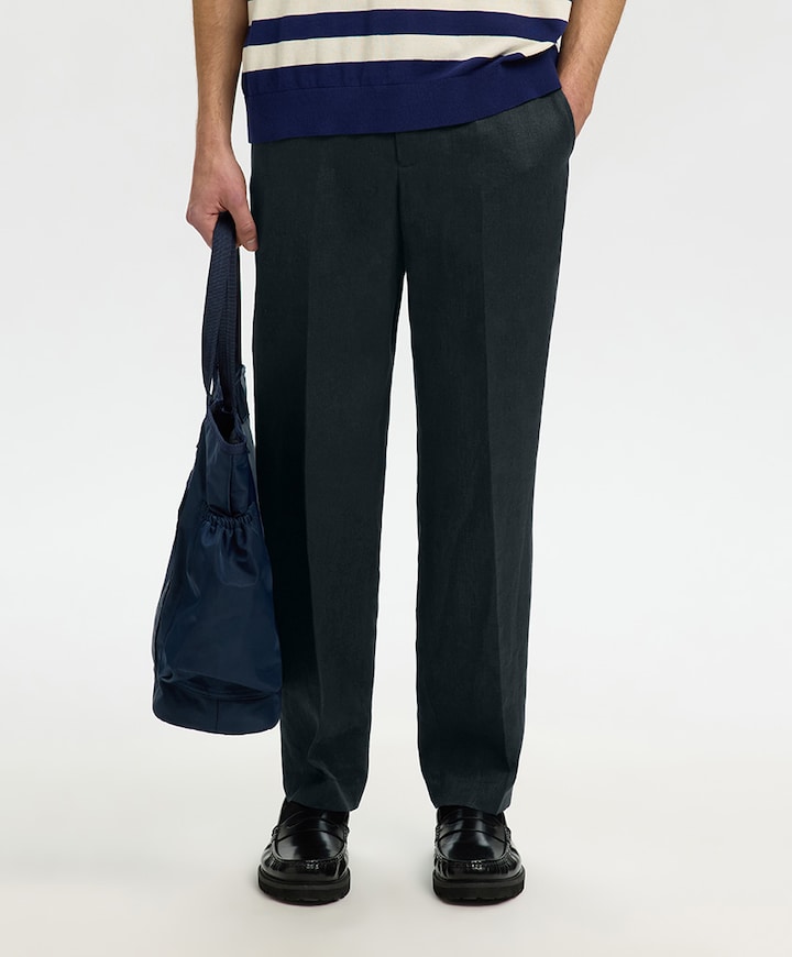 SLHREG-ENZO LINEN TRS heren broek zwart