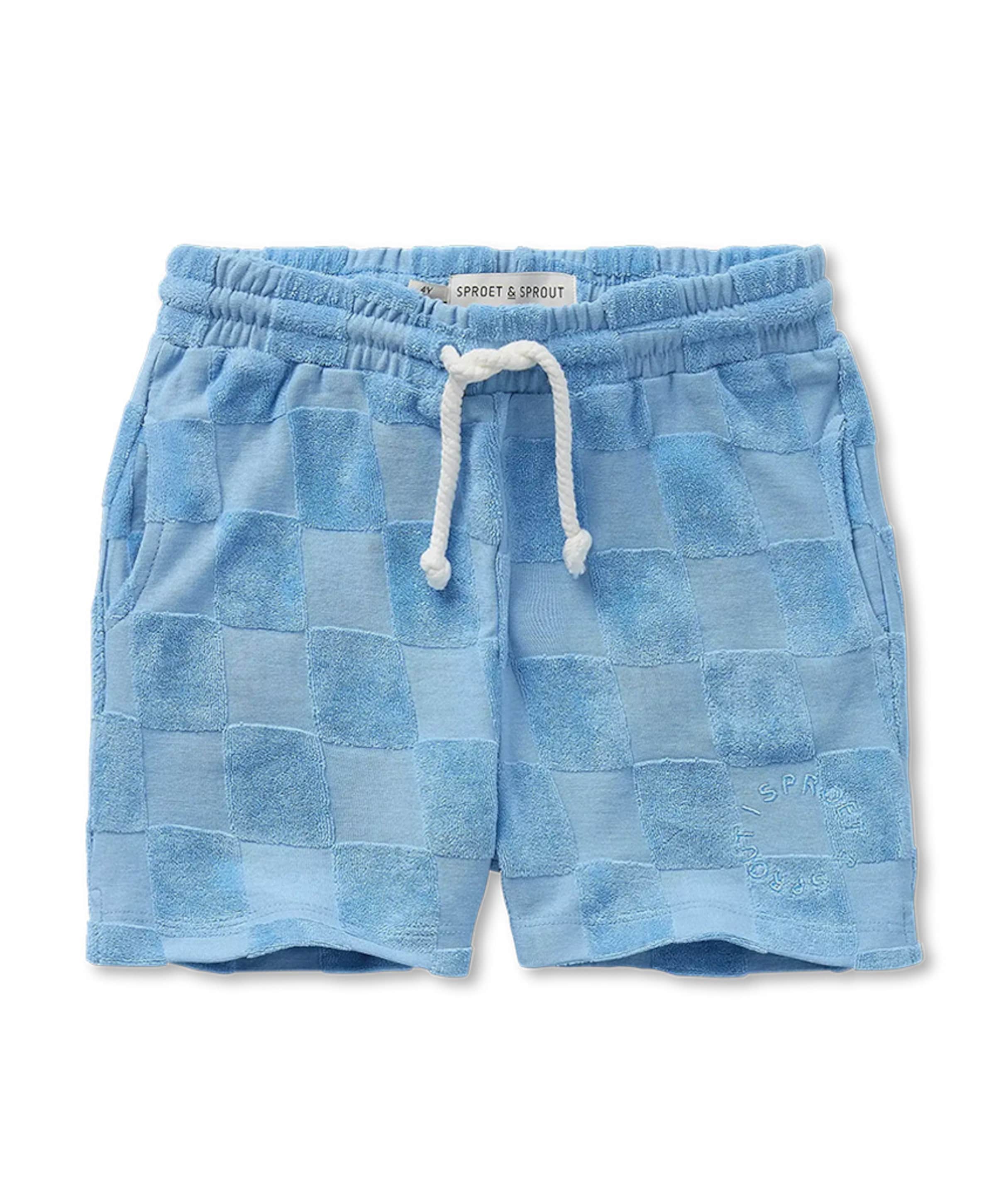 Shorts terry block jongens korte broek blauw