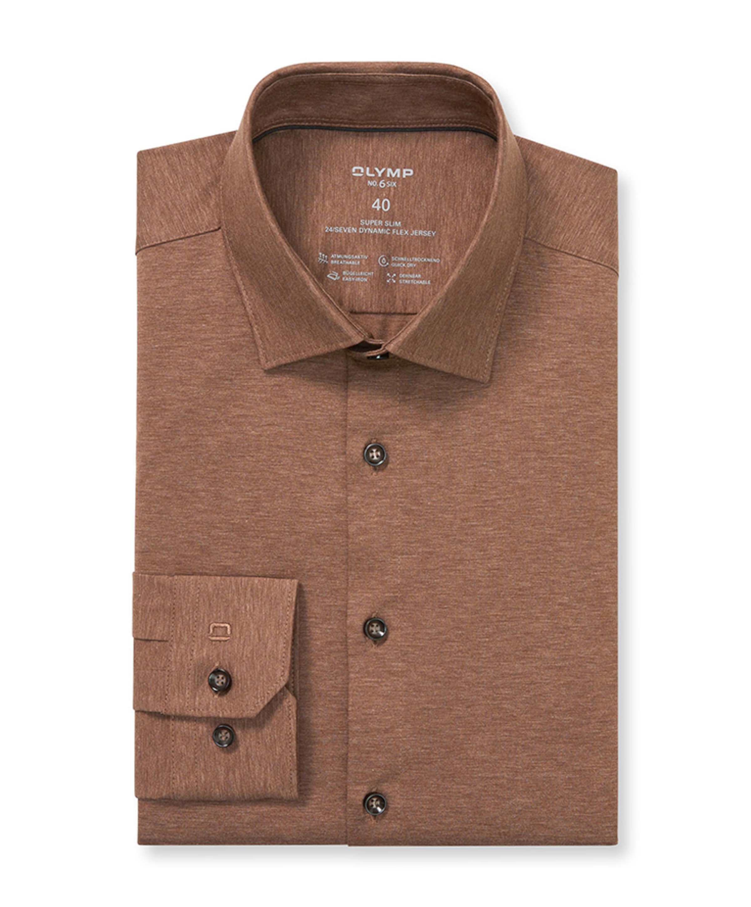 Heren overhemd lange mouw bruin