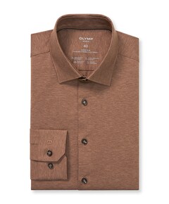 Heren overhemd lange mouw bruin