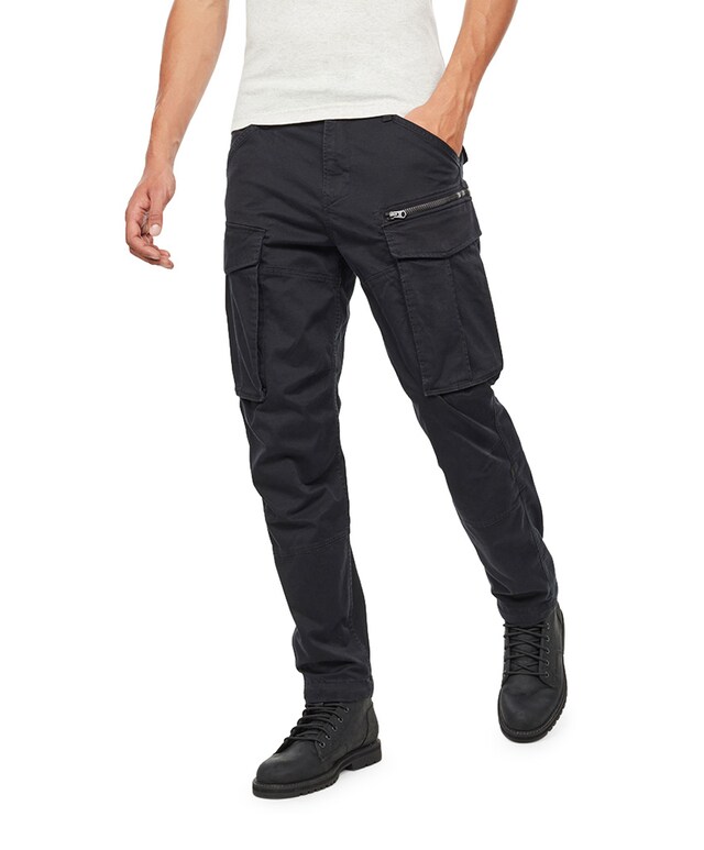 Rovic zip 3d regular tapered pantalon zwart