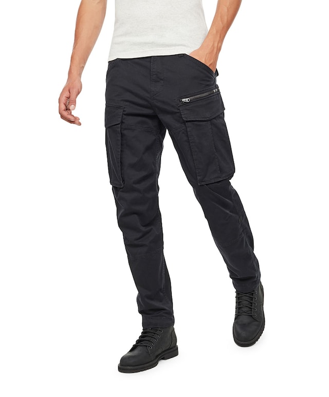 Rovic zip 3d regular tapered pantalon zwart