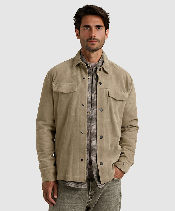 Overshirt lange mouw beige