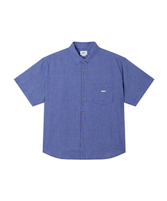 Heren overhemd korte mouw blauw