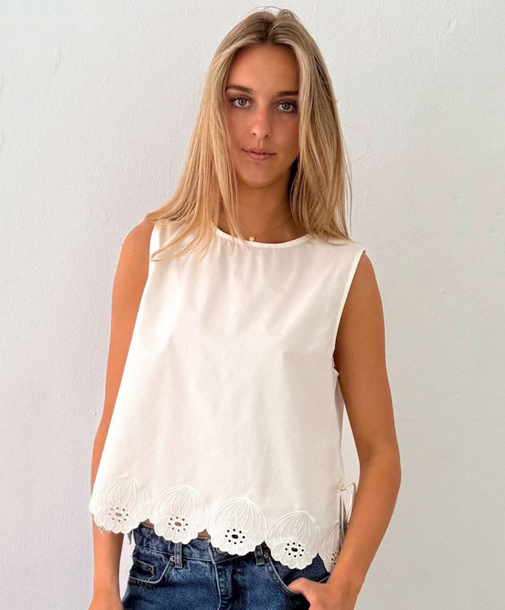 Dames top ecru