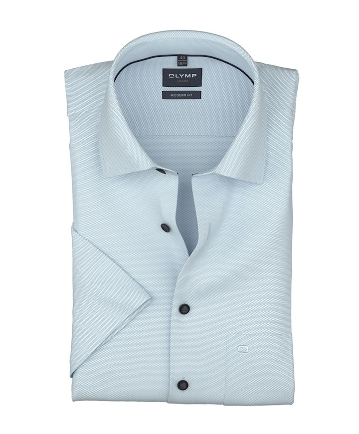 Heren overhemd korte mouw blauw