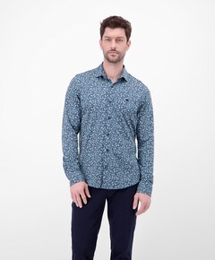 Heren overhemd lange mouw blauw