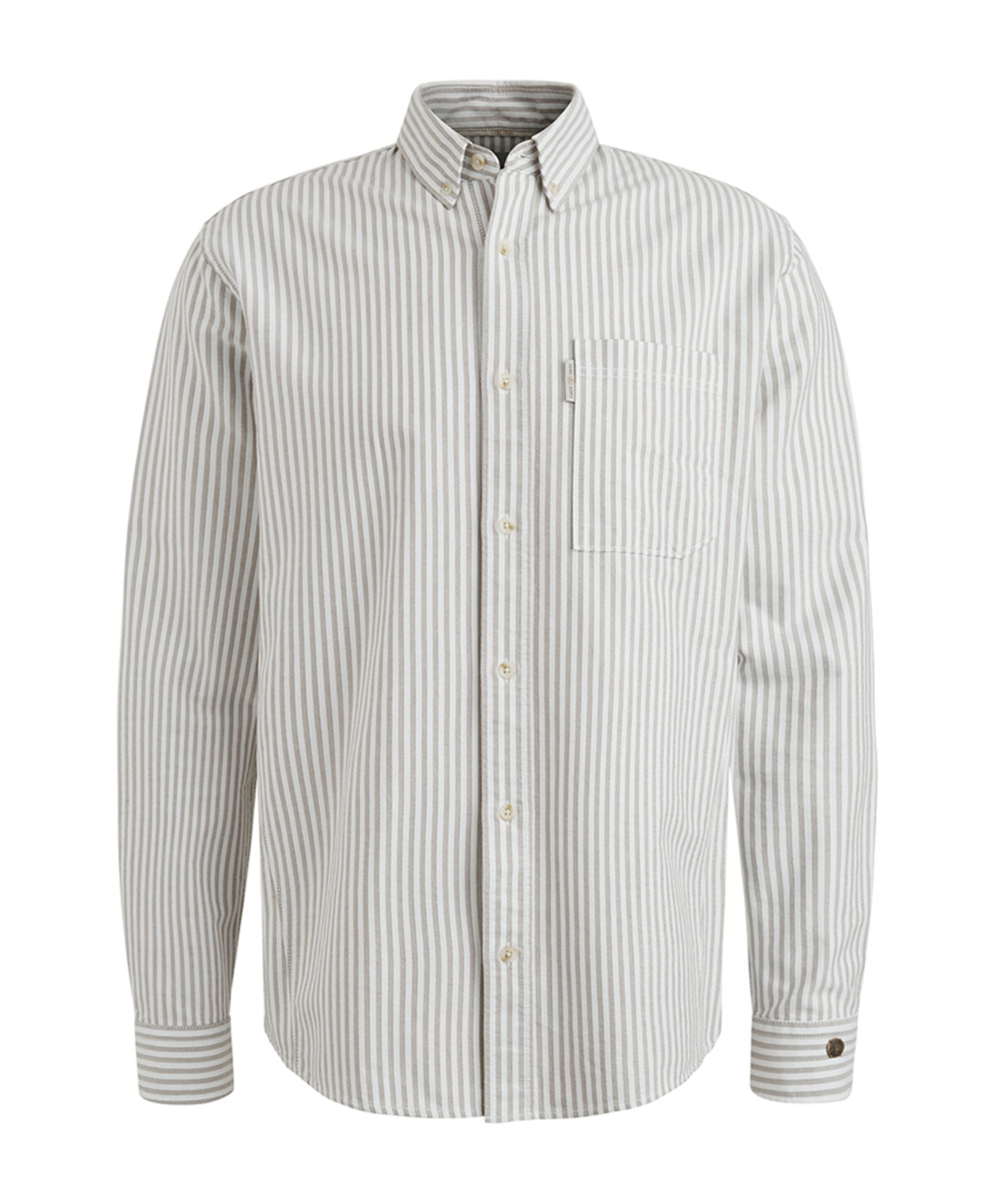 Heren overhemd lange mouw beige