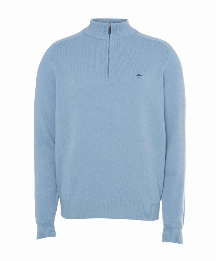 Heren trui met rits blauw