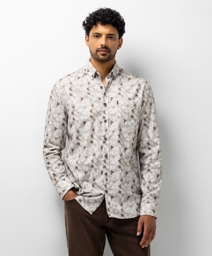 Heren overhemd lange mouw beige