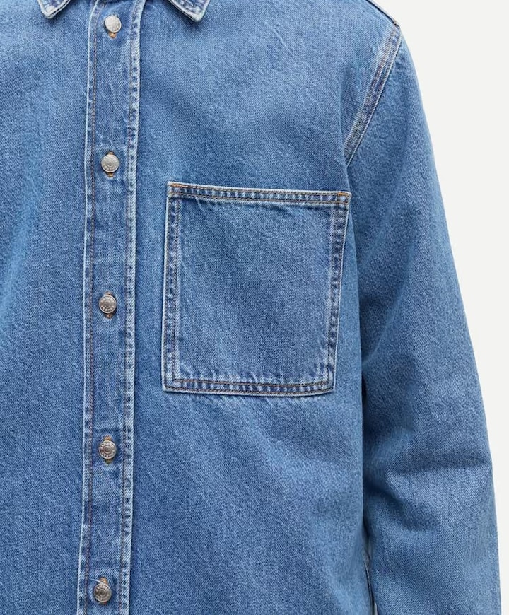 Heren overhemd lange mouw blauw