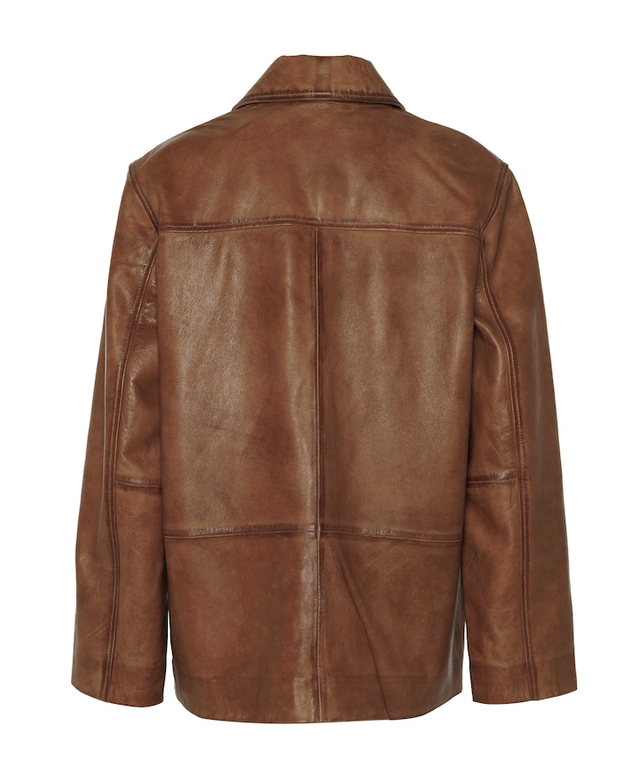 Dames leren jas beige