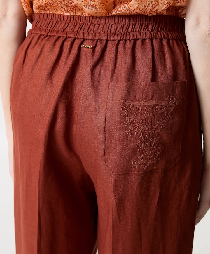 Woven dames broek brique