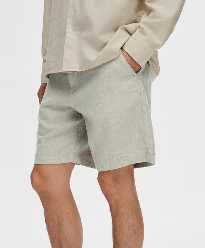 SLHREGULAR-BRODY LINEN SHORTS NOOS heren korte broek groen