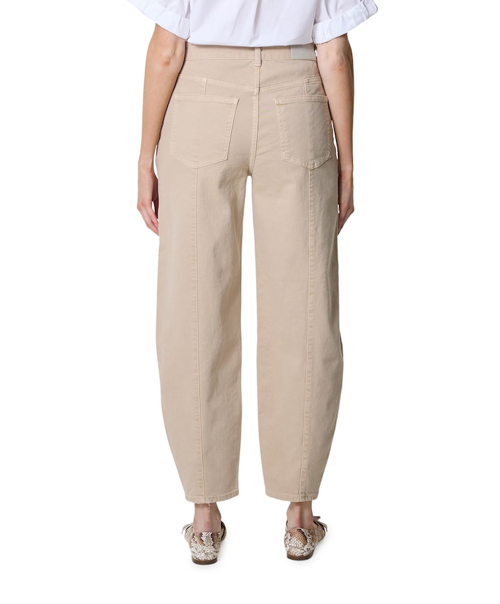 Barrel jeans met naaddetails dames beige