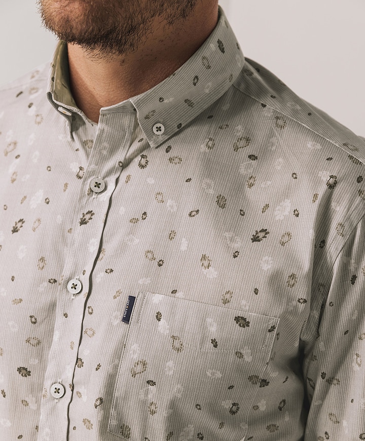 Heren overhemd lange mouw grijs