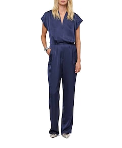 Oyana satin dames jumpsuit blauw