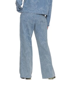 Wide jacquard flower dames jeans blauw