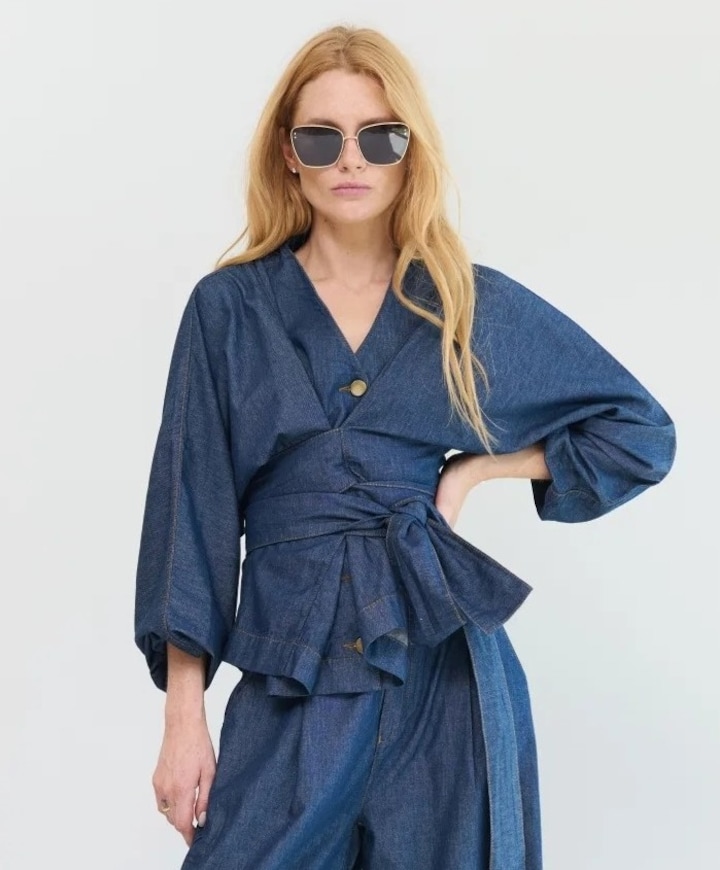 Dames blouse blauw