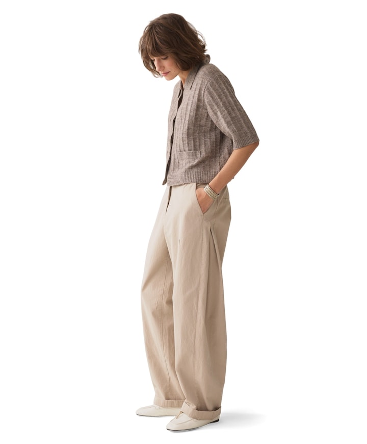 Barrel fit Cotton dames broek beige