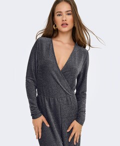 ONLRICH L/S GLITTER JUMPSUIT JRS dames jumpsuit zilver