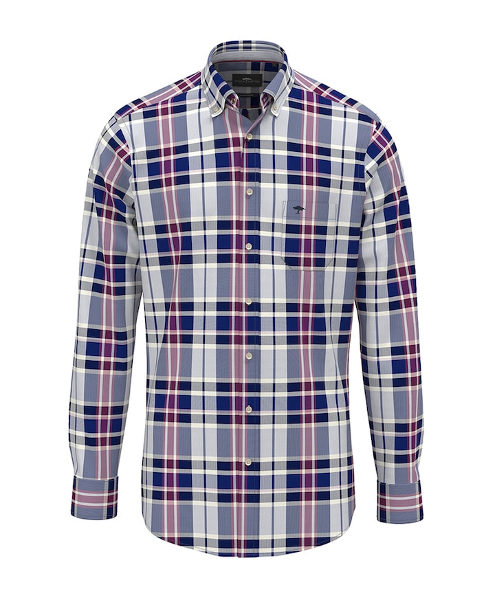 Heren overhemd lange mouw blauw