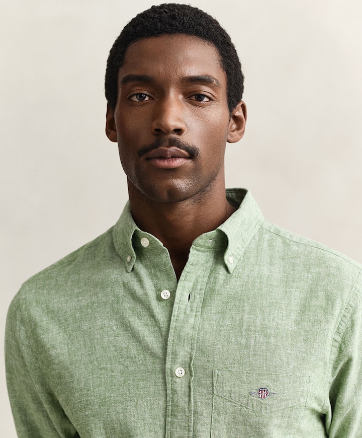 Heren overhemd lange mouw groen