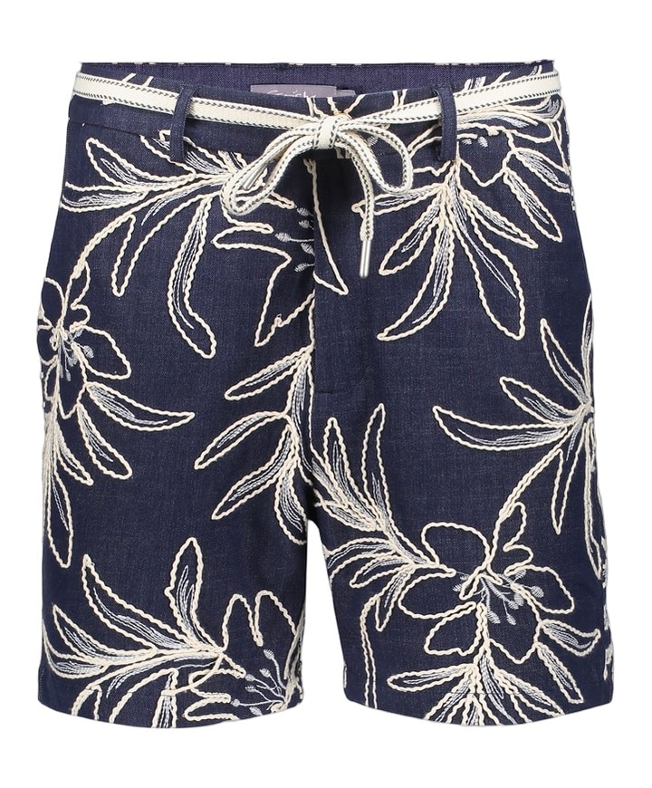 Shorts denim embroidered dames korte broek blauw