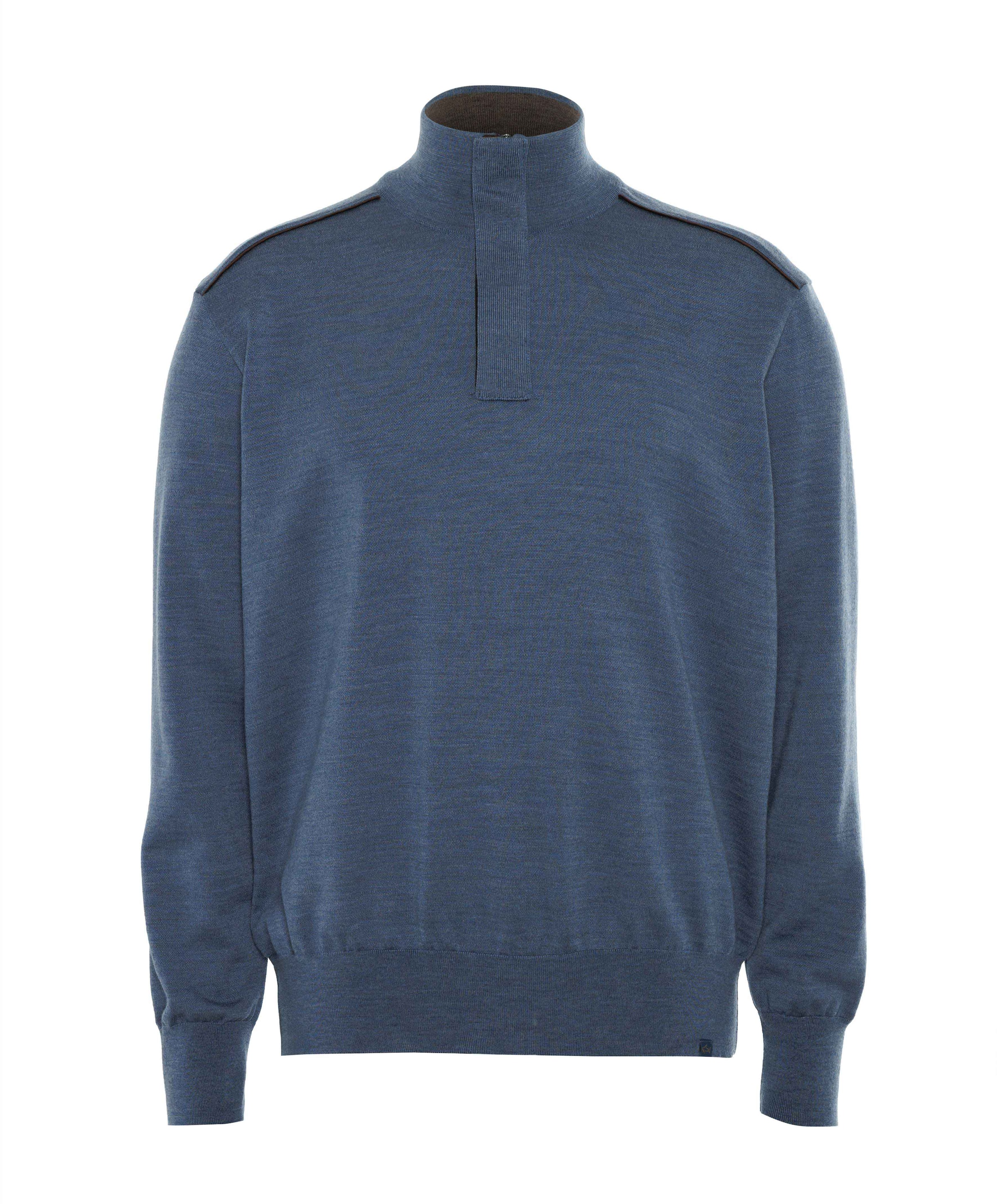 Heren trui met rits blauw