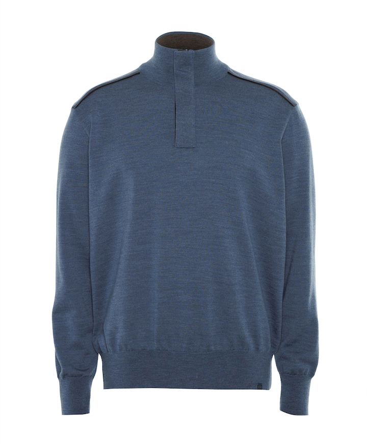 Heren trui met rits blauw
