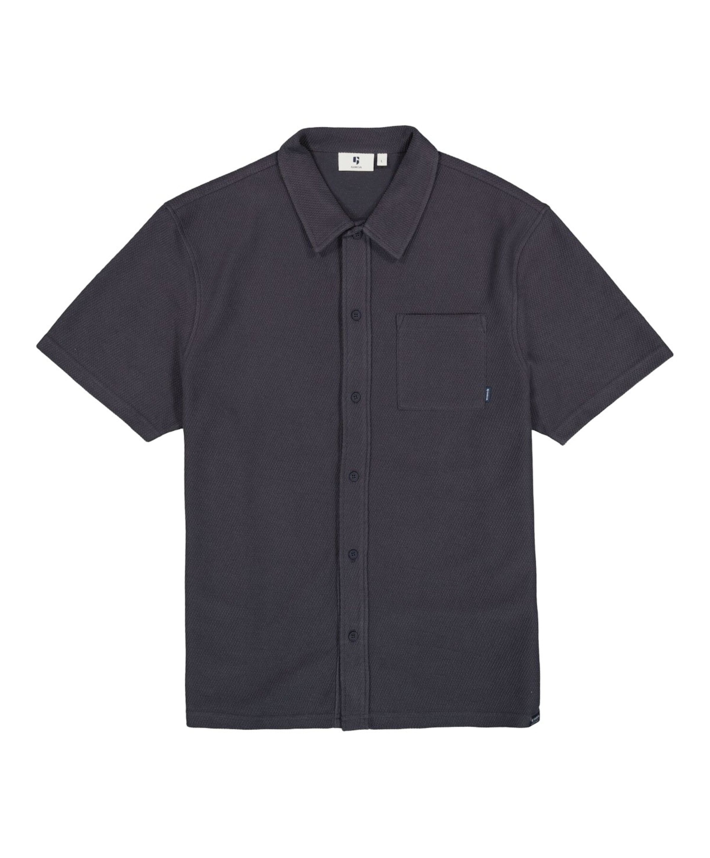Heren overhemd korte mouw blauw