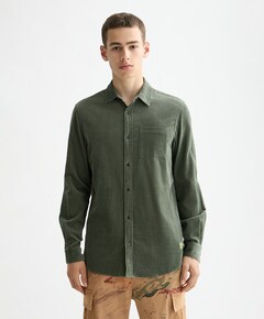Heren overhemd lange mouw groen