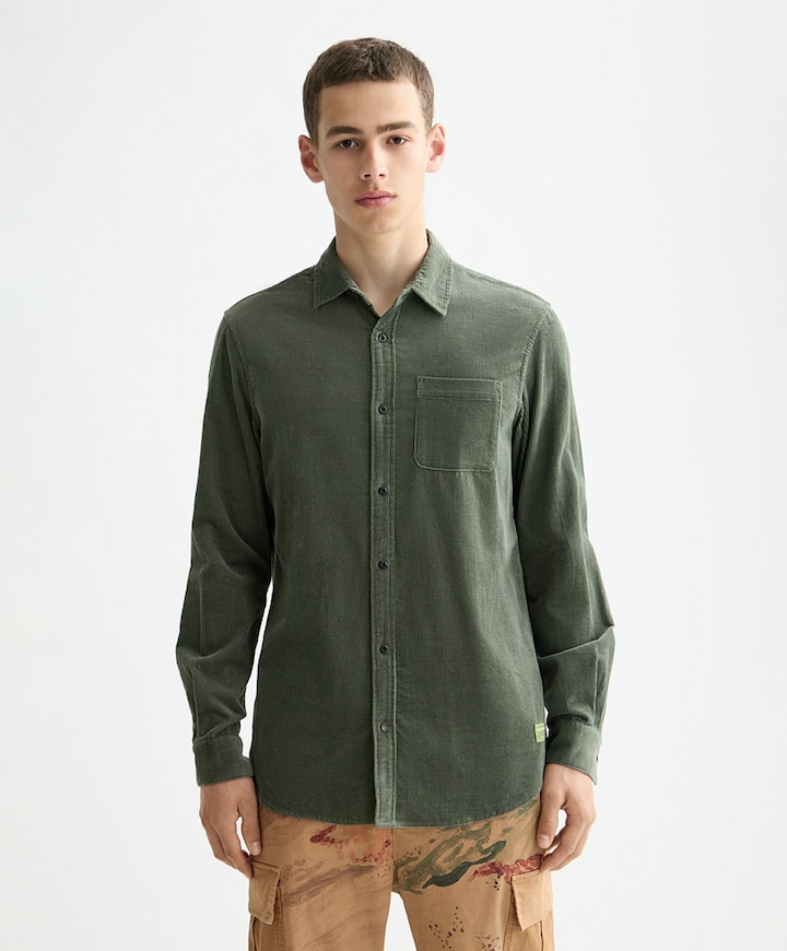 Heren overhemd lange mouw groen