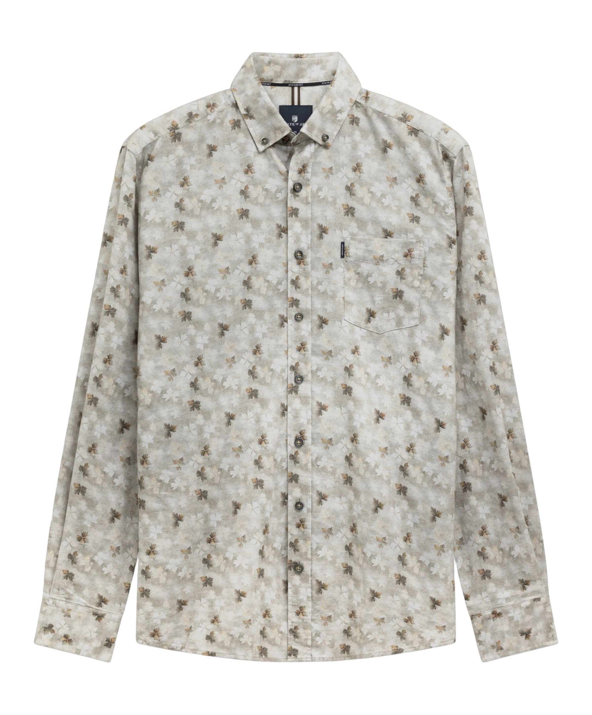 Heren overhemd lange mouw beige
