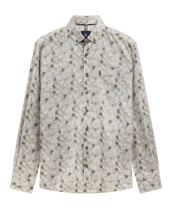 Heren overhemd lange mouw beige