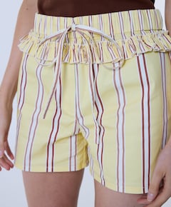 Caos striped poplin boxer dames korte broek geel