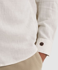 Heren overhemd lange mouw beige