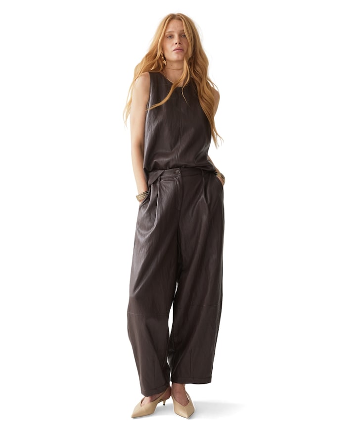 Balloon Soft faux leather dames broek bruin