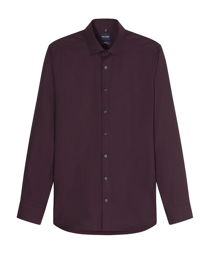 Heren overhemd lange mouw bordeaux