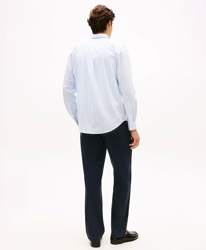 Heren overhemd lange mouw blauw