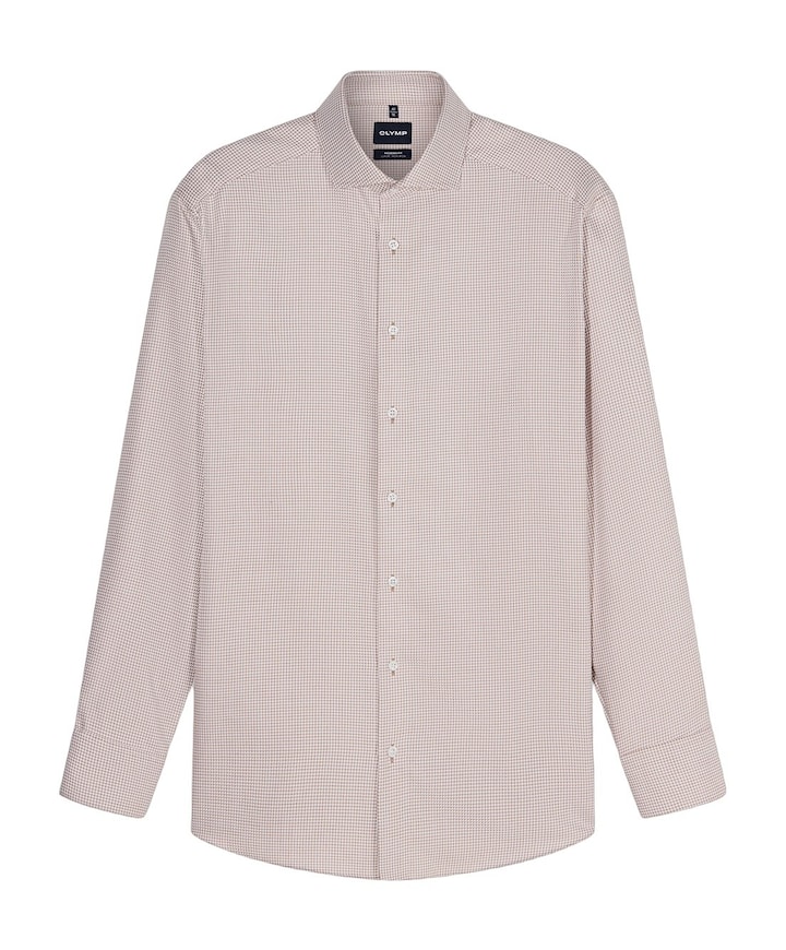 Heren overhemd lange mouw beige