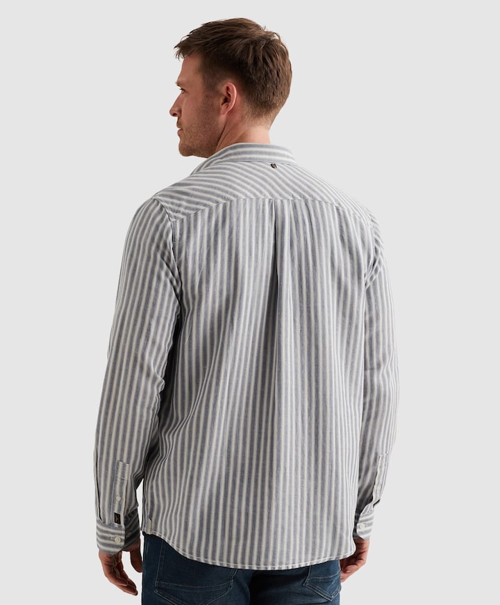Heren overhemd lange mouw blauw